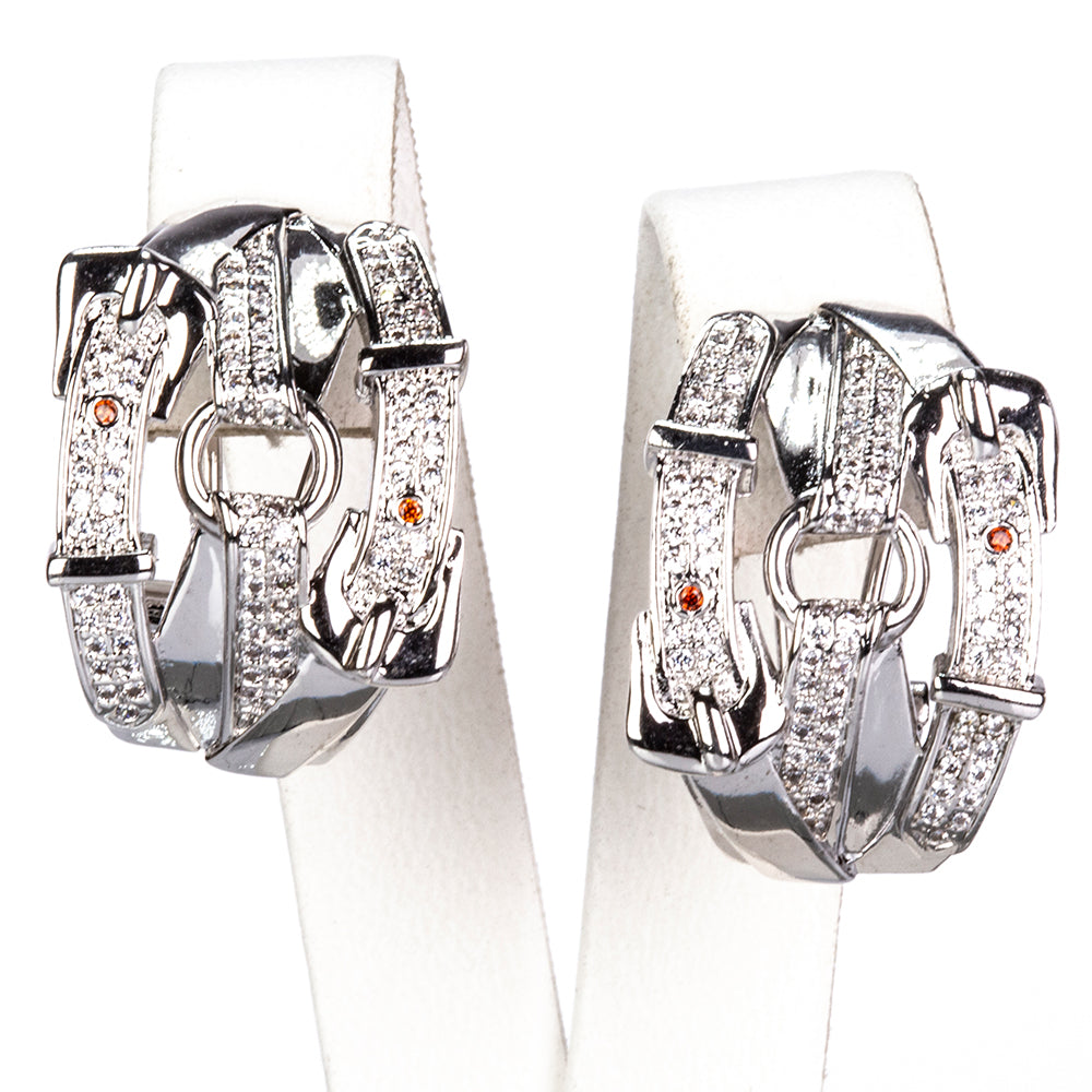 Conjunto de Liga de Ouro com Cristal Emporia® Branco ( Colar+Brincos+Pendente )
