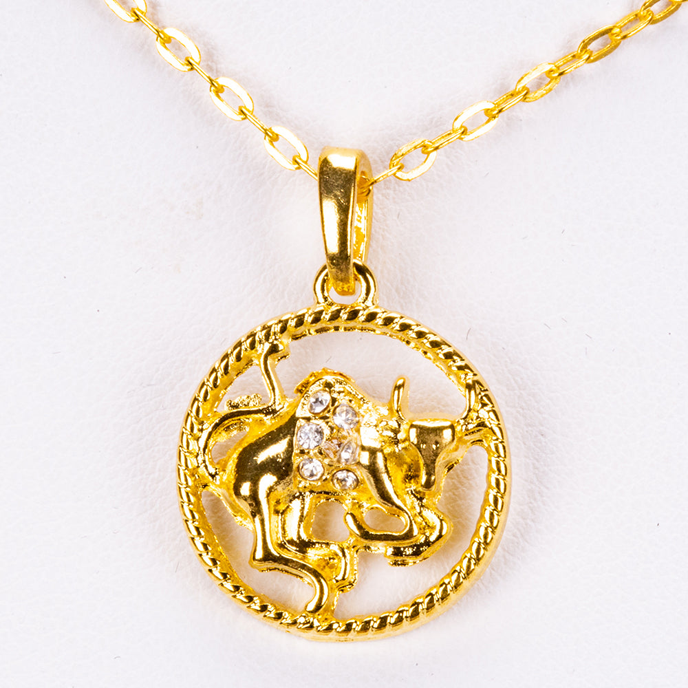 Touro Colar de Liga de Ouro com Cristal Emporia® Branco ( Colar+Pendente )