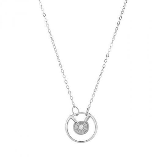 Colar de Prata com Ónix Branco e Topázio Branco Contraste: Cabeca de Veado (800)