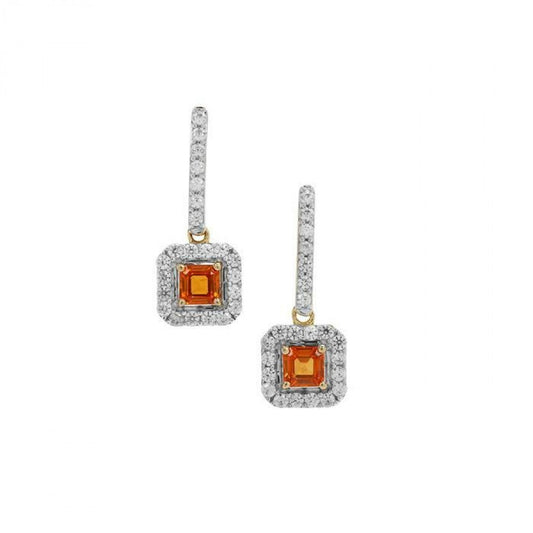 Brincos de Ouro com Safira Rosa e Zircão Branco Contraste: Cruz missionária