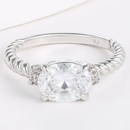 Anel de Liga de Ouro com Cristal Emporia® Branco