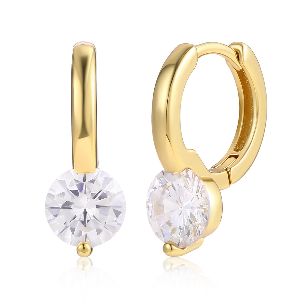 Brincos de Liga de Ouro com Cristal Emporia® Branco