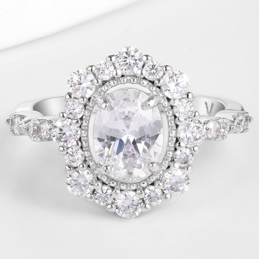 Anel de Liga de Ouro com Cristal Emporia® Branco