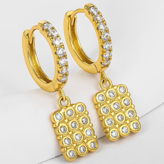 Brincos de Liga de Ouro com Cristal Emporia® Branco