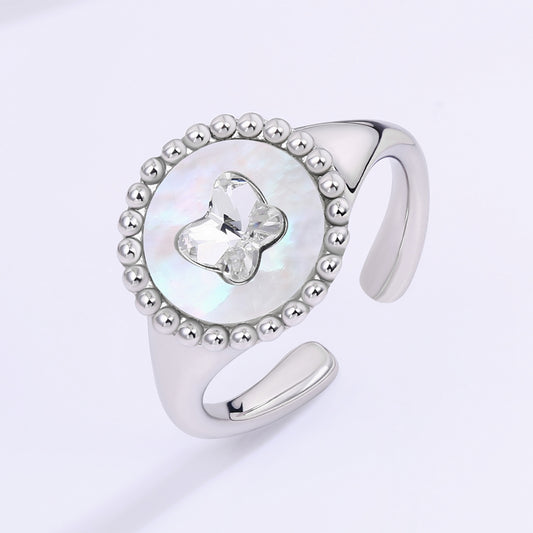 Anel de Liga de Ouro com Cristal Emporia® Branco