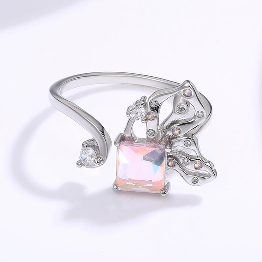 Anel de Liga de Ouro com Cristal Emporia® Rosa