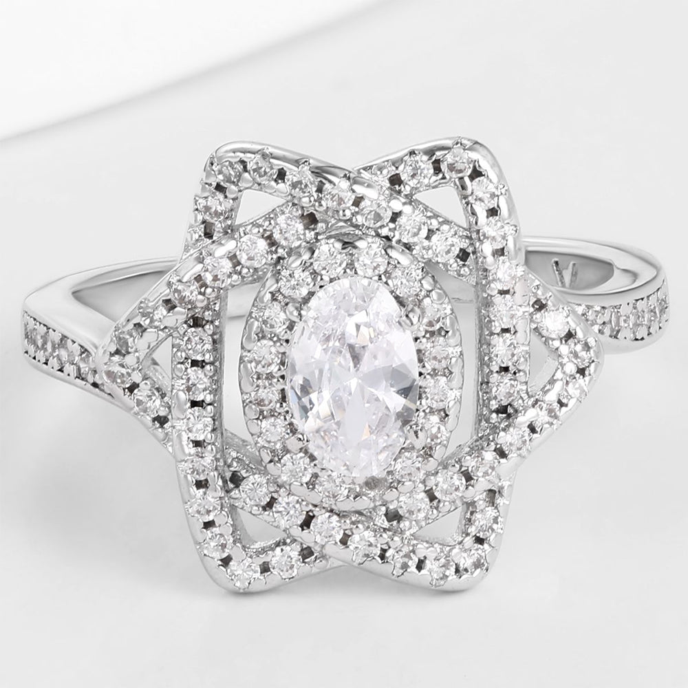 Anel de Liga de Ouro com Cristal Emporia® Branco