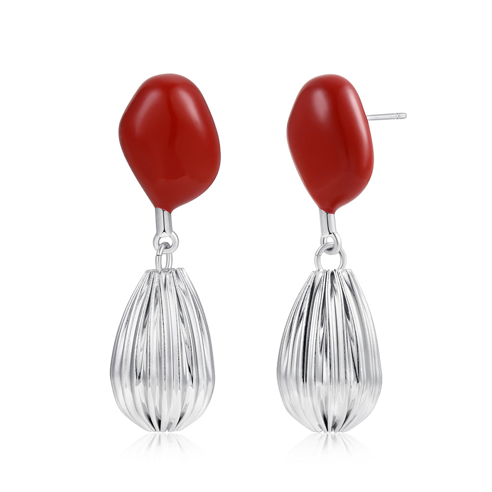 Brincos de Liga de Ouro com Cristal Emporia® Branco e Cristal Emporia® Vermelho