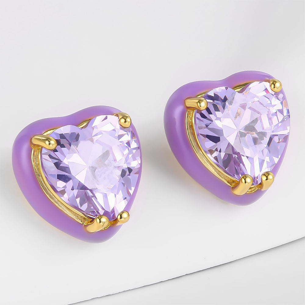 Brincos de Liga de Ouro com Cristal Emporia® Roxo