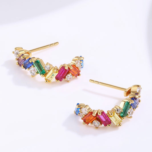 Brincos de Liga de Ouro com Cristal Emporia® Vermelho e Cristal Emporia® Verde