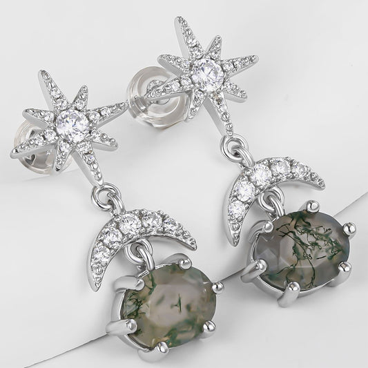 Brincos de Liga de Ouro com Cristal Emporia® Verde e Cristal Emporia® Branco