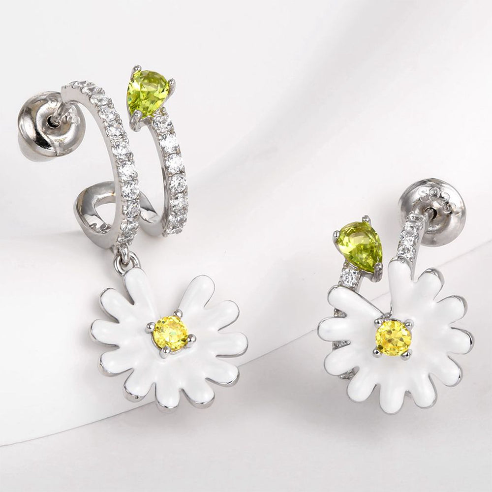 Brincos de Liga de Ouro com Cristal Emporia® Branco e Cristal Emporia® Amarelo