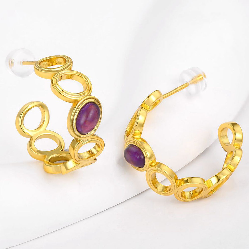 Brincos de Liga de Ouro com Cristal Emporia® Roxo