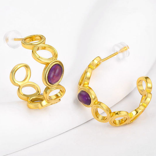 Brincos de Liga de Ouro com Cristal Emporia® Roxo