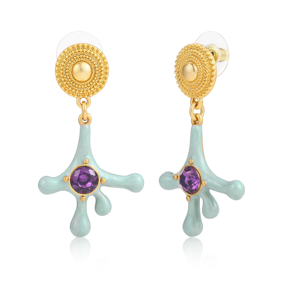 Brincos de Liga de Ouro com Cristal Emporia® Roxo e Esmalte