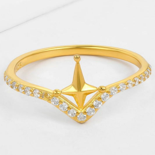 Anel de Liga de Ouro com Cristal Emporia® Branco