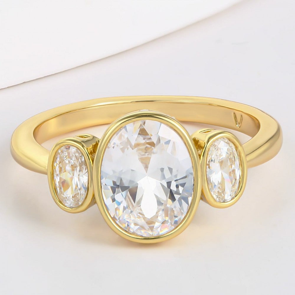 Anel de Liga de Ouro com Cristal Emporia® Branco
