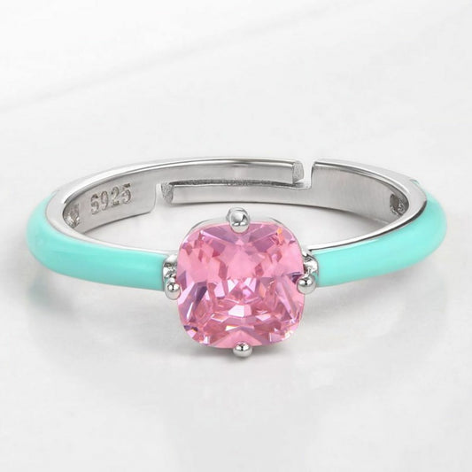 Anel de Liga de Ouro com Cristal Emporia® Rosa