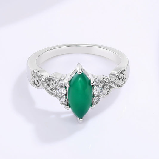 Anel de Liga de Ouro com Cristal Emporia® Verde