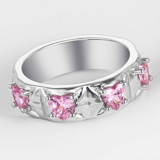 Anel de Liga de Ouro com Cristal Emporia® Rosa