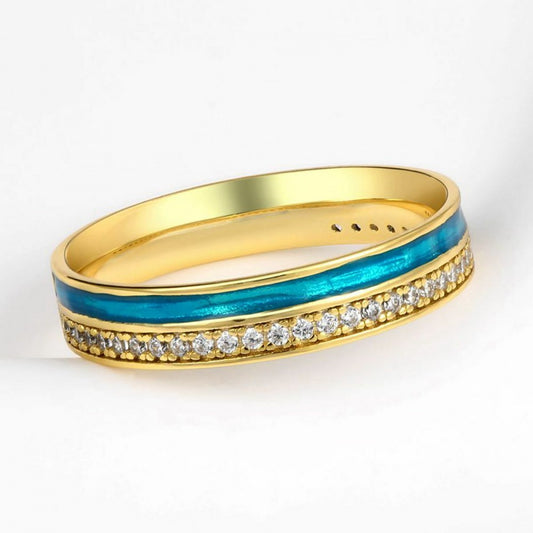 Anel de Liga de Ouro com Cristal Emporia® Branco