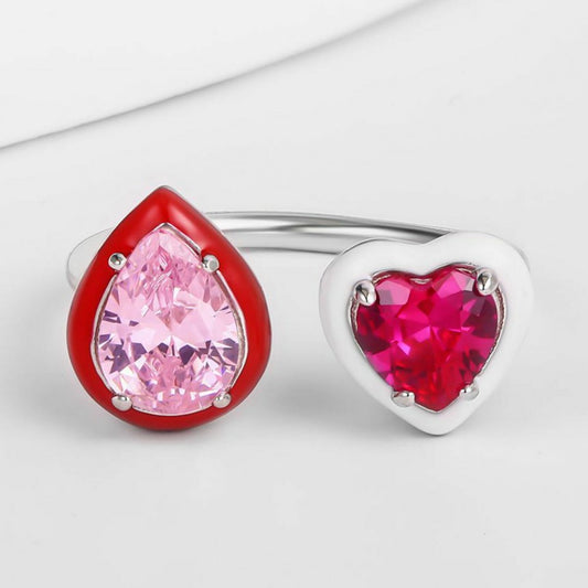 Anel de Liga de Ouro com Cristal Emporia® Vermelho