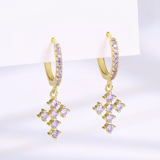 Brincos de Liga de Ouro com Cristal Emporia® Branco