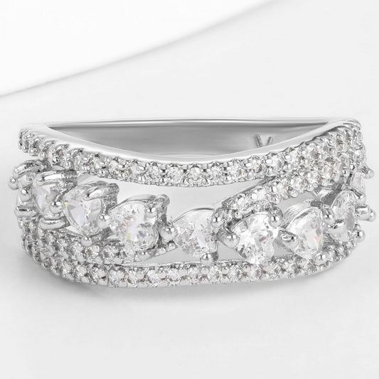 Anel de Liga de Ouro com Cristal Emporia® Branco