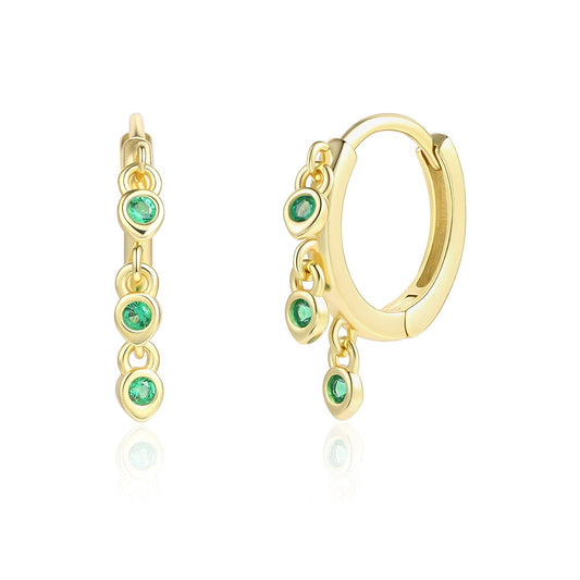Brincos de Liga de Ouro com Cristal Emporia® Verde
