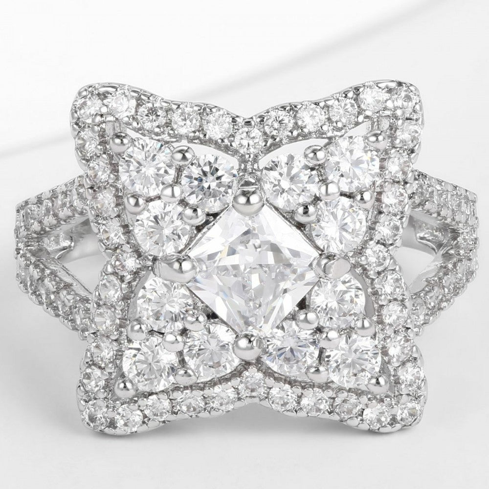 Anel de Liga de Ouro com Cristal Emporia® Branco