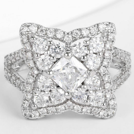 Anel de Liga de Ouro com Cristal Emporia® Branco
