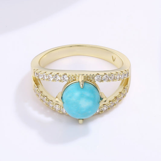 Anel de Liga de Ouro com Cristal Emporia® Azul
