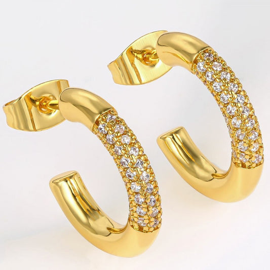 Brincos de Liga de Ouro com Cristal Emporia® Branco