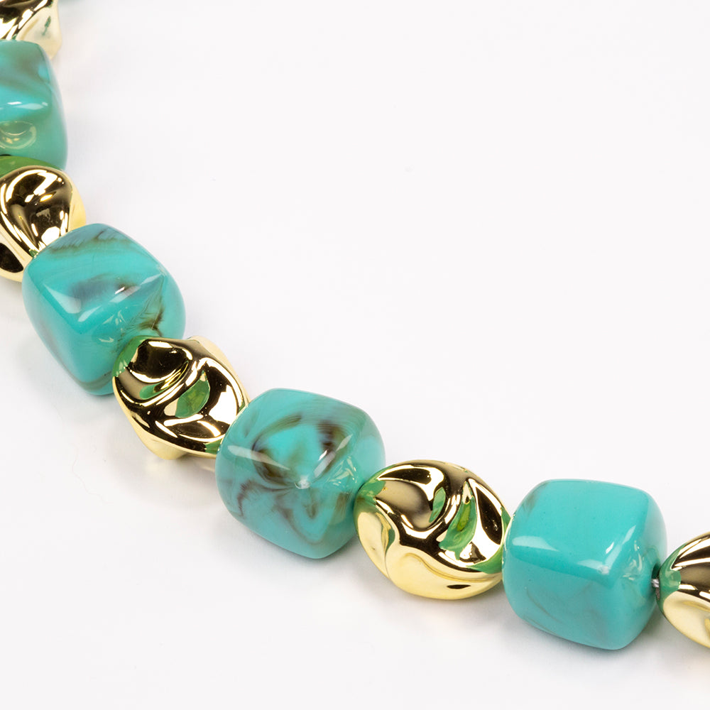 Conjunto Conta com Cristal Emporia® Verde ( Colar+Pulseira )