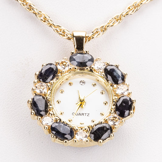 Colar de Liga de Ouro com Safira e Cristal Emporia® Branco