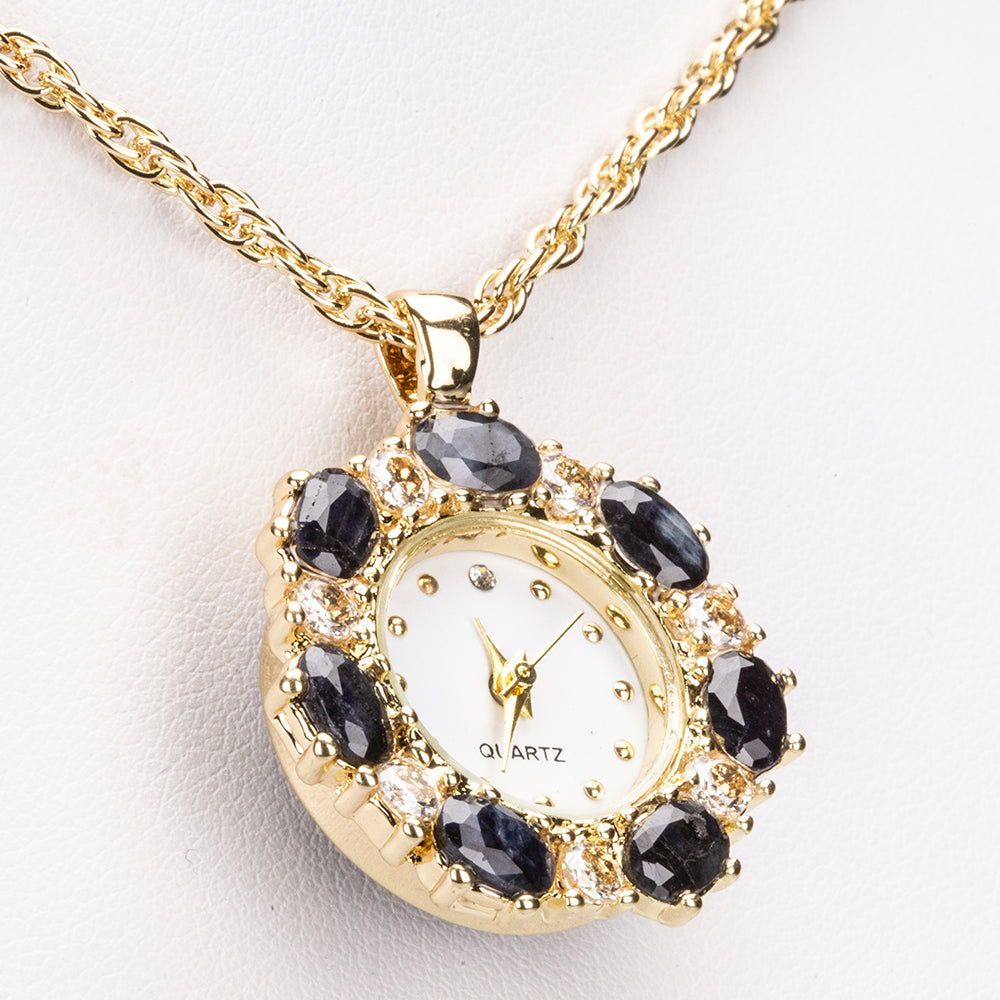 Colar de Liga de Ouro com Safira e Cristal Emporia® Branco