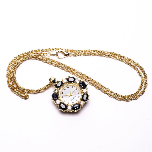 Colar de Liga de Ouro com Safira e Cristal Emporia® Branco