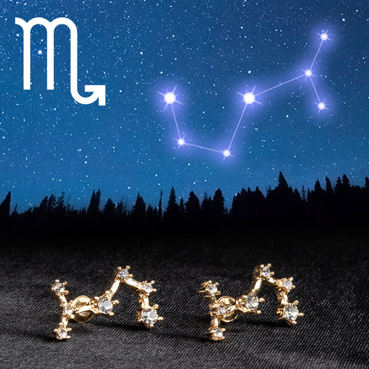 Escorpião Brincos de Liga de Ouro com Cristal Emporia® Branco