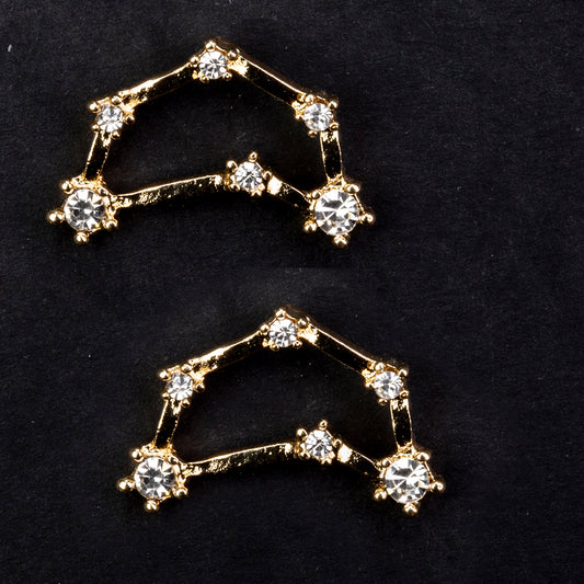 Capricórnio Brincos de Liga de Ouro com Cristal Emporia® Branco