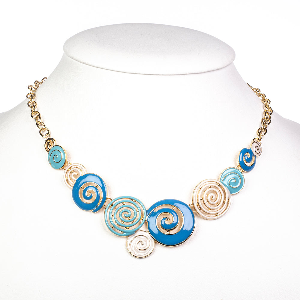 Conjunto de Liga de Ouro com Esmalte ( Colar+Brincos )