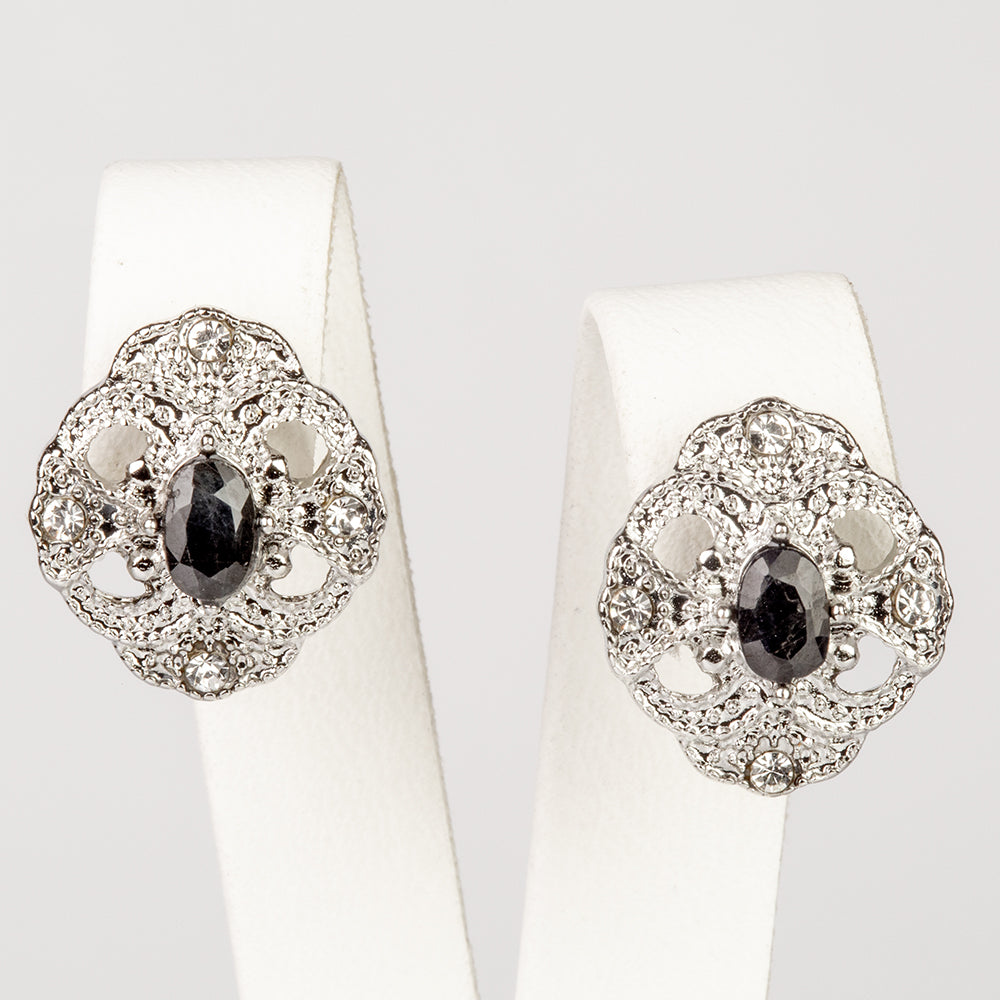 Conjunto de Liga de Ouro com Safira e Cristal Emporia® Branco ( Colar+Brincos+Pendente )