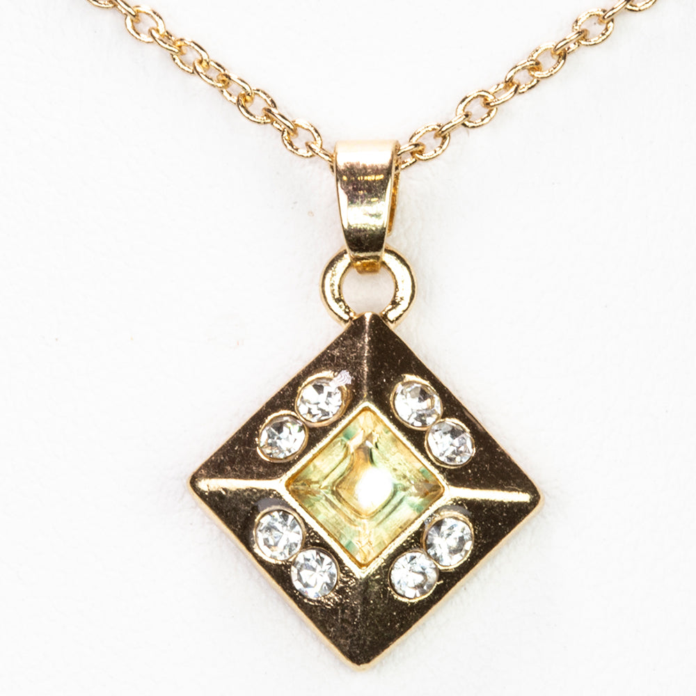 Colar de Liga de Ouro com Citrino e Cristal Emporia® Branco ( Colar+Pendente )