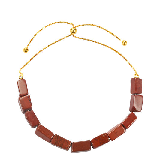 Pulseira de Prata com Banho de Ouro com Jaspe Vermelho