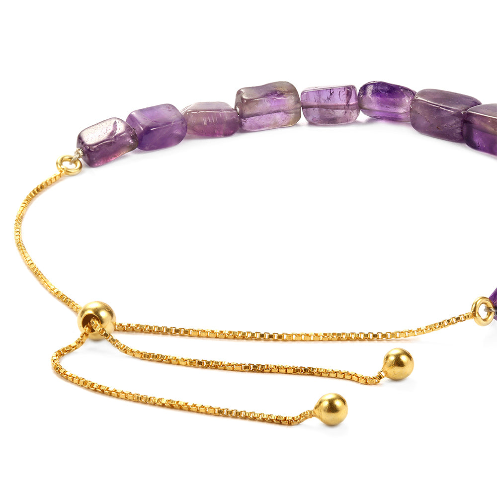 Pulseira de Prata com Banho de Ouro com Ametista do Brasil