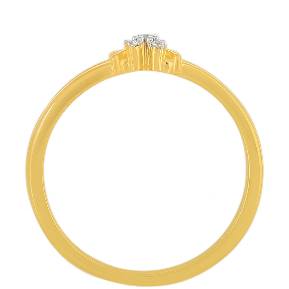 Anel de Prata com Banho de Ouro com Diamante Branco
