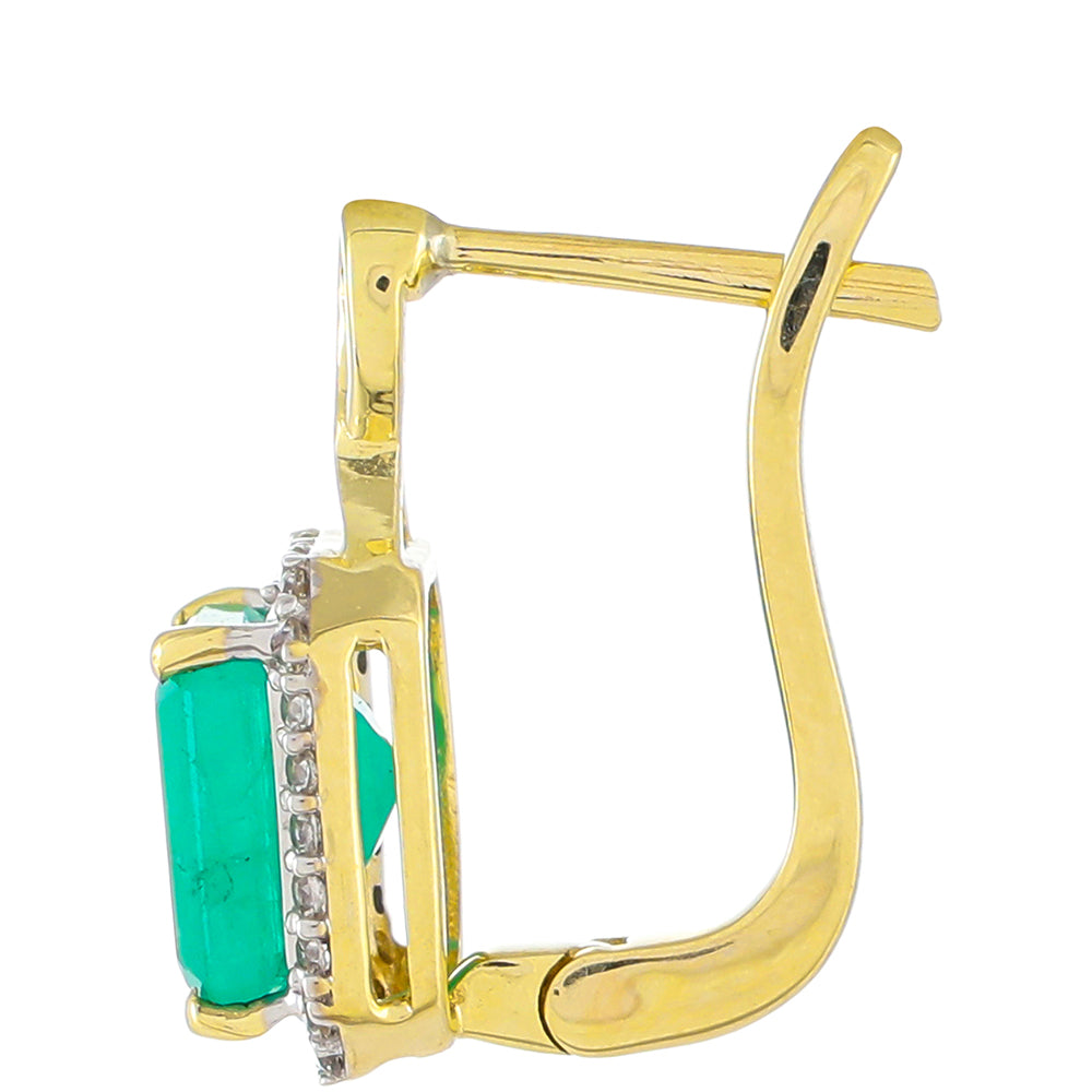 Brincos de Ouro com Esmeralda da Zambézia e Zircão Natural Contraste: Cruz missionária