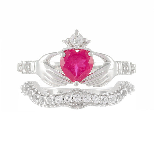 Anel de Prata com Rubi da Tailândia e Topázio Branco Contraste: Cabeca de Veado (800)