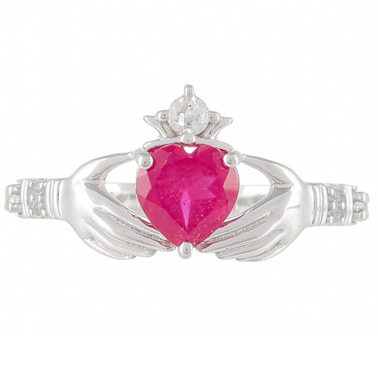 Anel de Prata com Rubi da Tailândia e Topázio Branco Contraste: Cabeca de Veado (800)