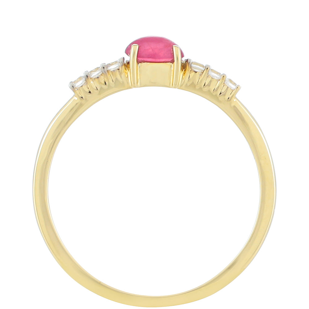 Anel de Ouro com Rubi da Tailândia e Zircão Natural Contraste: Cruz missionária