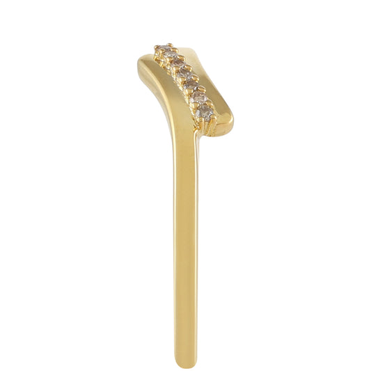 Anel de Prata com Banho de Ouro com Diamante Champanhe